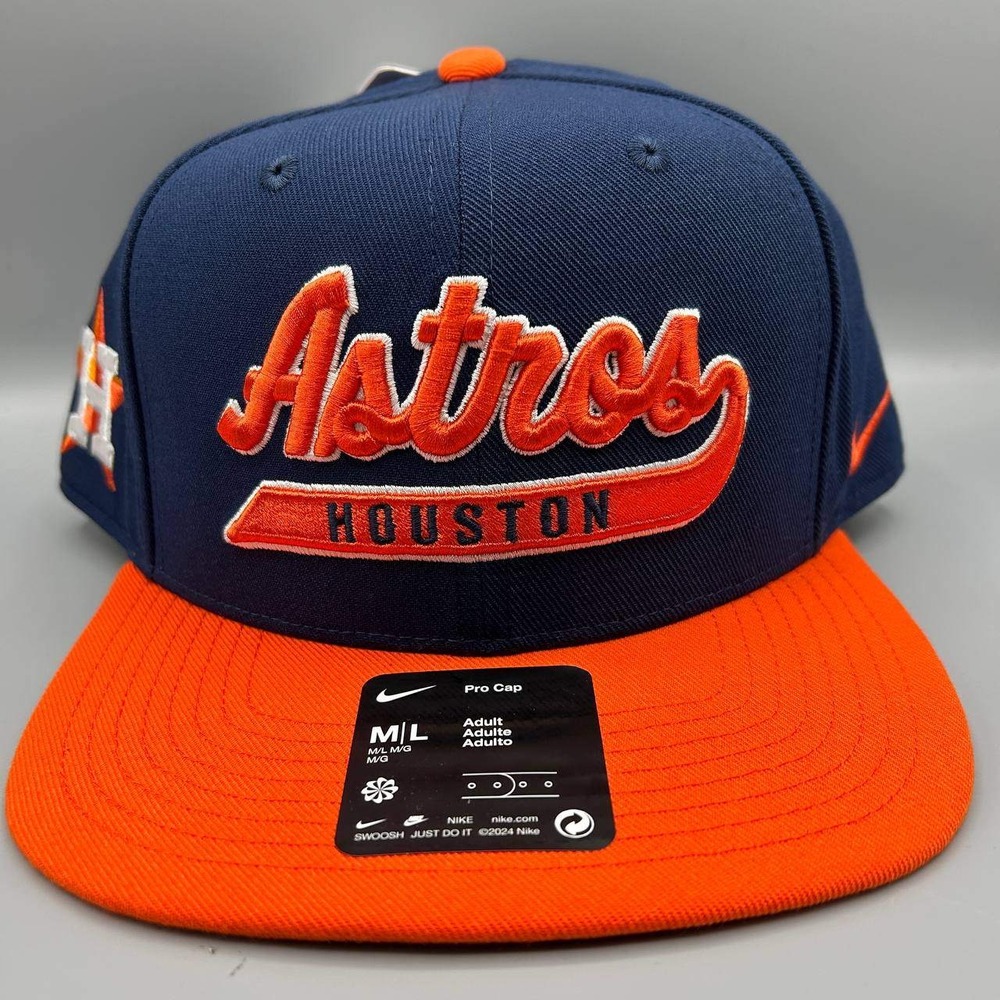 Houston Astros x Nike Club Hat Men M-L‎ Navy Blue Orange Snap Back Cap New